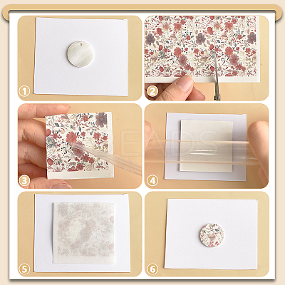 5Pcs 5 Styles Flower Pattern Ceramics Clay Water Transfer Paper STIC-UN0001-02-1