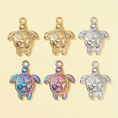 6Pcs 3 Colors 201 Stainless Steel Pendants STAS-FS0001-31-1