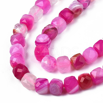 Natural Banded Agate/Striped Agate Beads Strands G-S359-374B-1