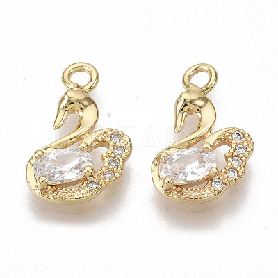 Brass Cubic Zirconia Charms X-KK-S355-013-NF-1