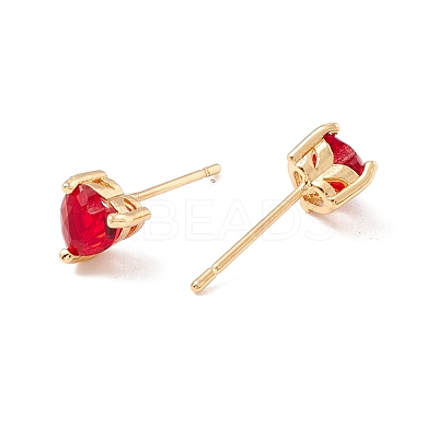 Cubic Zirconia Heart Stud Earrings EJEW-F282-18-G-1