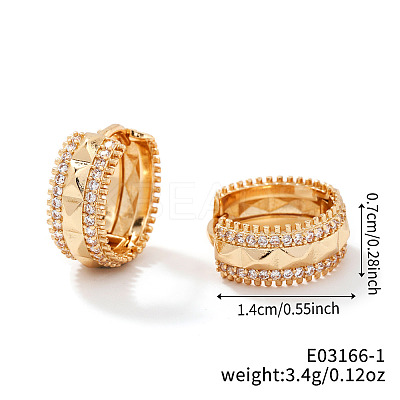 Shiny Hollow Brass Clear Cubic Zirconia Hoop Earrings SQ9568-1-1