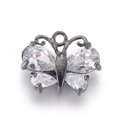 Brass Cubic Zirconia Pendants KK-F809-05B-1