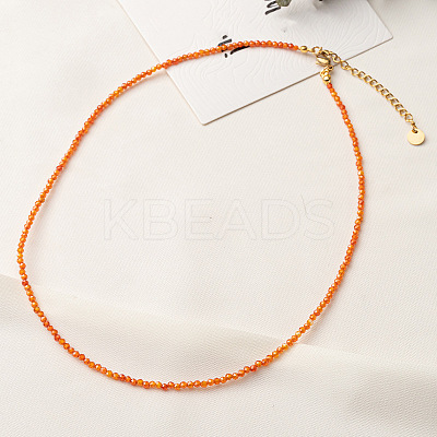 Orange Cubic Zirconia Faceted Round Beaded Necklaces GJ4349-2-1