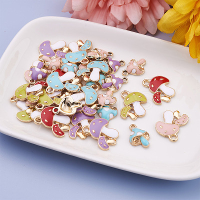 40Pcs 8 Colors Alloy Enamel Pendants ENAM-FW0001-03-1