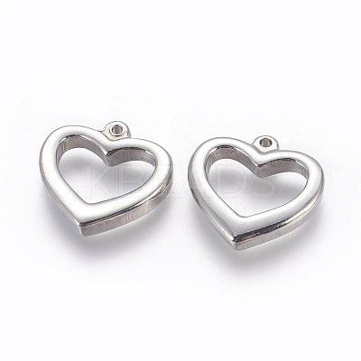 Tarnish Resistant 201 Stainless Steel Open Heart Pendants STAS-E451-16P-1