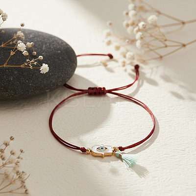 Hamsa Hand with Evil Eye Alloy Enamel Charm Bracelets GS7845-1-1