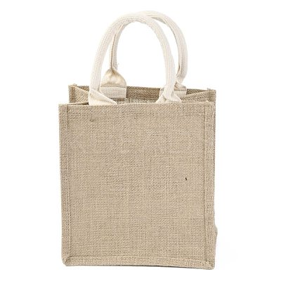 Jute Tote Bags Soft Cotton Handles Laminated Interior ABAG-F003-09D-1
