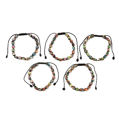 Dyed Natural Imperial Jasper Beads Braided Bead Bracelets for Men Women BJEW-D360-01C-1