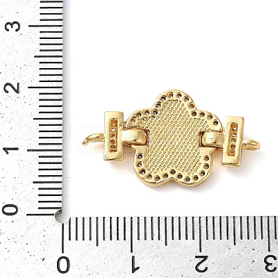 Rack Plating Brass Micro Pave Clear Cubic Zirconia Flower Links Connector Charms KK-K385-104G-03-1