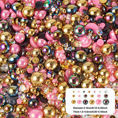 Half Round ABS Plastic Cabochons FIND-TAC0038-08C-1
