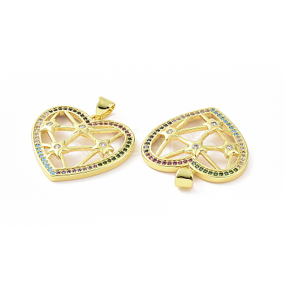 Brass Micro Pave Cubic Zirconia Pendants ZIRC-P106-04G-01-1