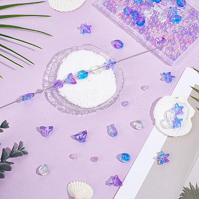 Transparent Spray Painted Glass & Acrylic Beads Findings Kits FIND-HY0004-64B-1