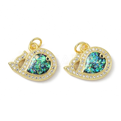 Brass Micro Pave Cubic Zirconia Pendants KK-A197-12G-1