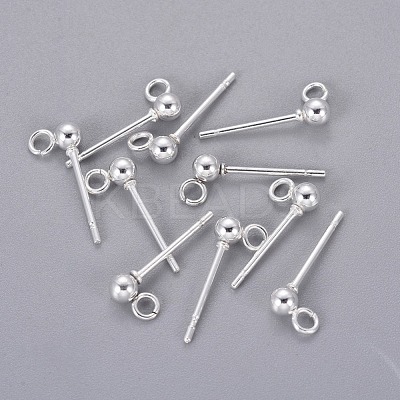 304 Stainless Steel Ball Stud Earrings Findings STAS-P227-17S-1