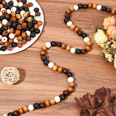 250Pcs 5 Styles Wood European Beads WOOD-PA0001-41-1