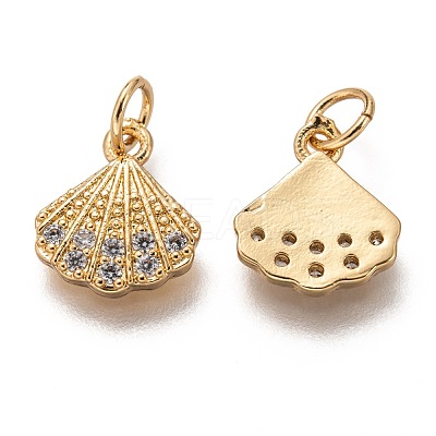 Brass Micro Pave Clear Cubic Zirconia Charms ZIRC-C020-49G-1