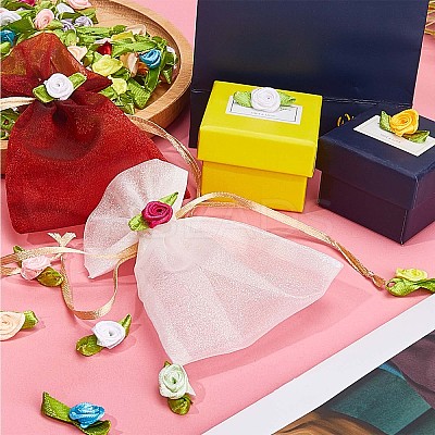 200Pcs 10 Colors Polyester Rose Ornaments DIY-GF0006-84-1