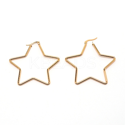 Star 201 Stainless Steel Huge Hoop Earrings for Girl Women EJEW-TAC0011-03G-1