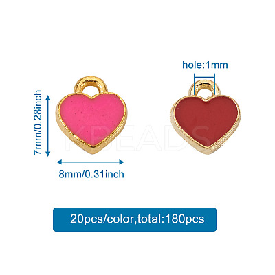180Pcs 9 Colors Zinc Alloy Enamel Charms ENAM-CW0001-07-1