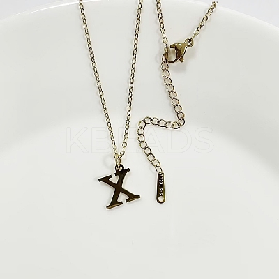 304 Stainless Steel Letter Pendant Necklaces NJEW-WH0027-26X-G-1