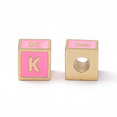 Rack Plating Brass Enamel Beads KK-B060-04G-05-1