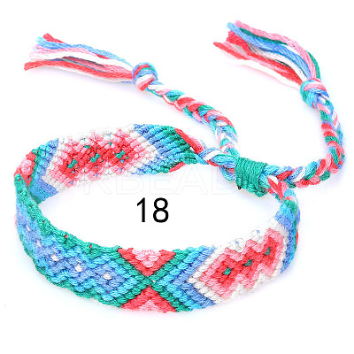 Cotton Braided Rhombus Pattern Cord Bracelet FIND-PW0013-003A-18-1