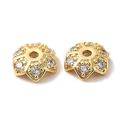 Brass Micro Pave Cubic Zirconia Bead Cap KK-E068-VF851-2-1