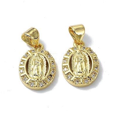 Rack Plating Real 18K Gold Plated Brass Micro Pave Cubic Zirconia Pendants KK-B084-09G-1