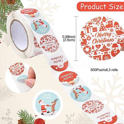 3 Rolls 3 Styles Christmas Round Dot Self Adhesive Paper Stickers Roll DIY-FS0010-32A-1