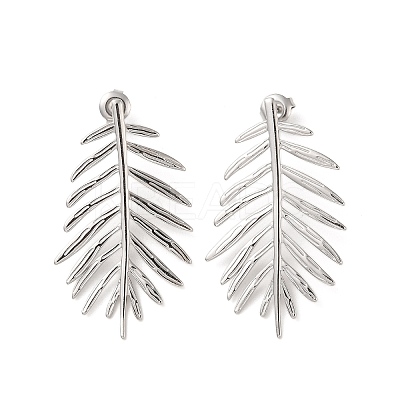 Non-Tarnish Leaf 304 Stainless Steel Stud Earrings for Women EJEW-L272-034P-06-1