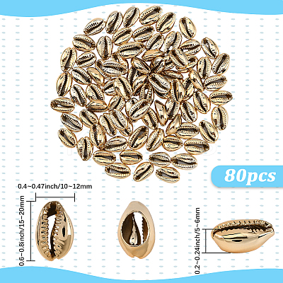 80Pcs Electroplated Natural Cowrie Shell Beads BSHE-LT0001-06G-1