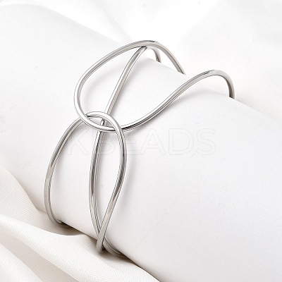 304 Stainless Steel Cuff Bangles for Women BJEW-Z150-01P-03-1