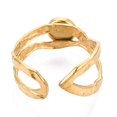 304 Stainless Steel Cuff Ring Components STAS-T066-09G-1