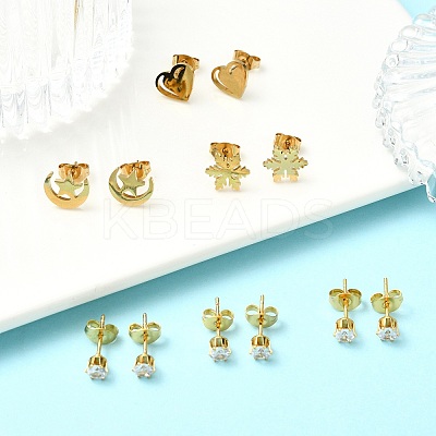 304 Stainless Steel Micro Pave Cubic Zirconia Stud Earrings Kits For Women EJEW-B112-01G-03-1