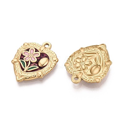 304 Stainless Steel and Enamel Pendants STAS-T068-84A-1