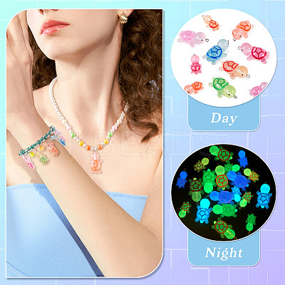48Pcs 12 Styles Luminous Resin Pendants JACR-TA0001-02-1