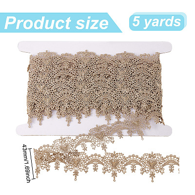 5 Yards Metallic Yarn Flower Lace Trim Ribbons SRIB-HY0001-07B-1
