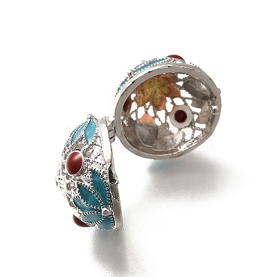 Brass with Enamel Bead Cage Pendants KK-M313-42P-01-1