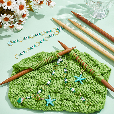 Acrylic Beaded Knitting Row Counter Chains HJEW-NB00168-1