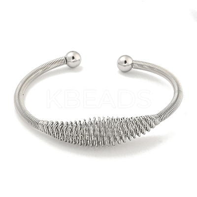 Non-Tarnish Hollowed 304 Stainless Steel Cuff Bangles BJEW-P331-09P-1
