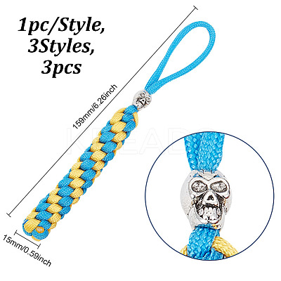 3Pcs 3 Colors Polypropylene Braided Corn Knot Pendant Decorations KEYC-HY0001-27-1