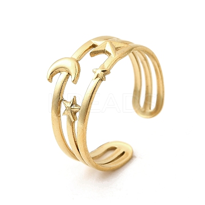 304 Stainless Steel Adjustable Open Cuff Rings for Women RJEW-U062-01C-G-1