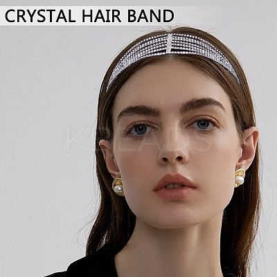 2Pcs 2 Colors Iron with Rhinestone Elastic Headband OHAR-ME0001-08-1