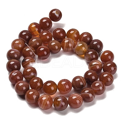 Natural Striped Agate/Banded Agate Beads Strands G-B079-A05-03B-1