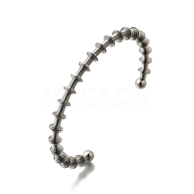 304 Stainless Steel Open Cuff Bangles for Woman BJEW-M113-02P-1