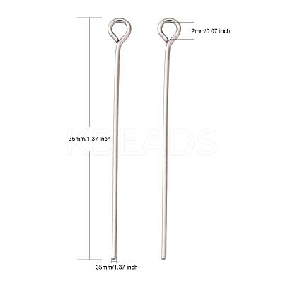 Tarnish Resistant 304 Stainless Steel Eye Pin X-STAS-R045-35mm-1