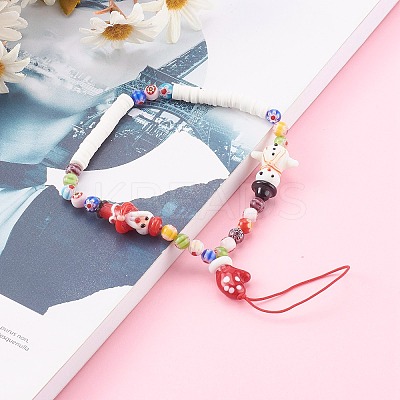 Handmade Lampwork Beaded Mobile Straps for Christmas HJEW-JM00446-03-1