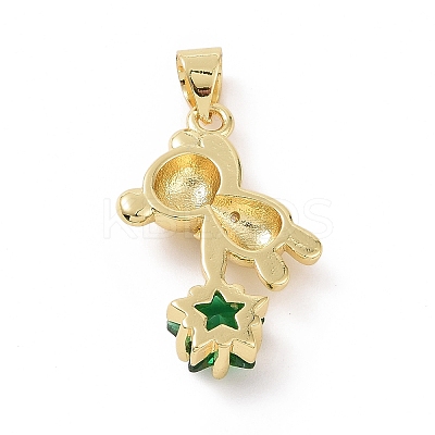 Brass Micro Pave Cubic Zirconia Pendants KK-E074-03G-1