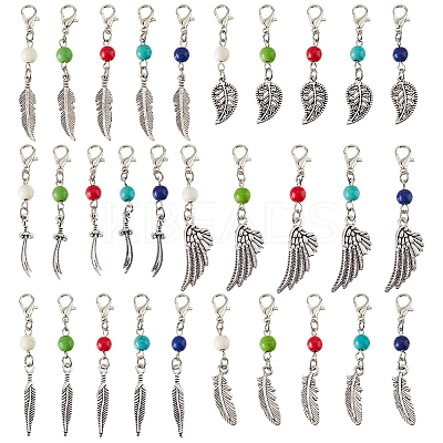 60Pcs Alloy & Synthetic Turquoise Locking Stitch Markers HJEW-DC00087-1